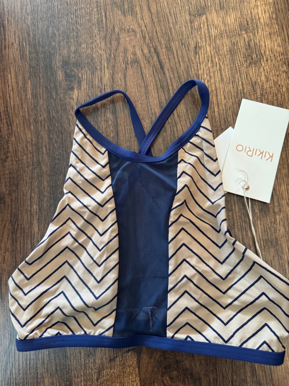 KikiRio Swimwear Bikini Halter Top Taupe/blue XS Juniors